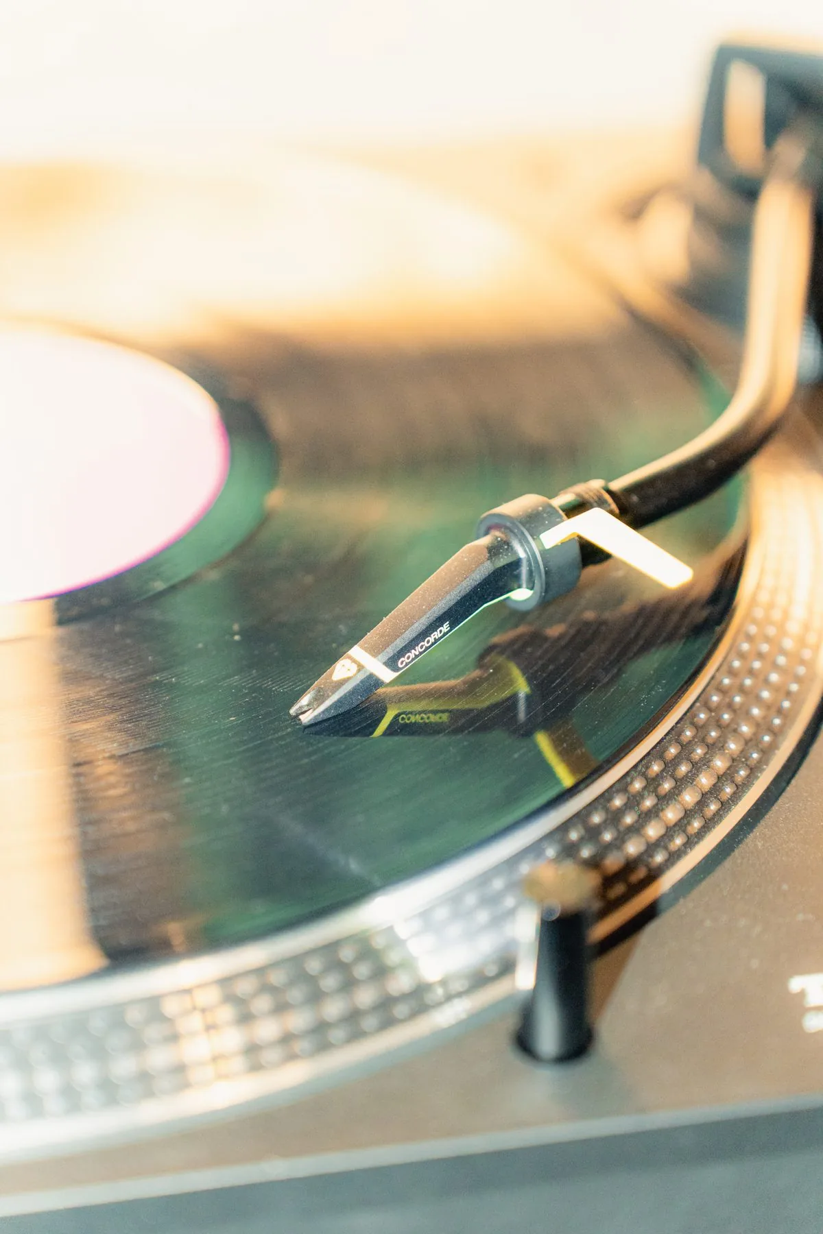 Puntina Concorde sul vinile in riproduzione